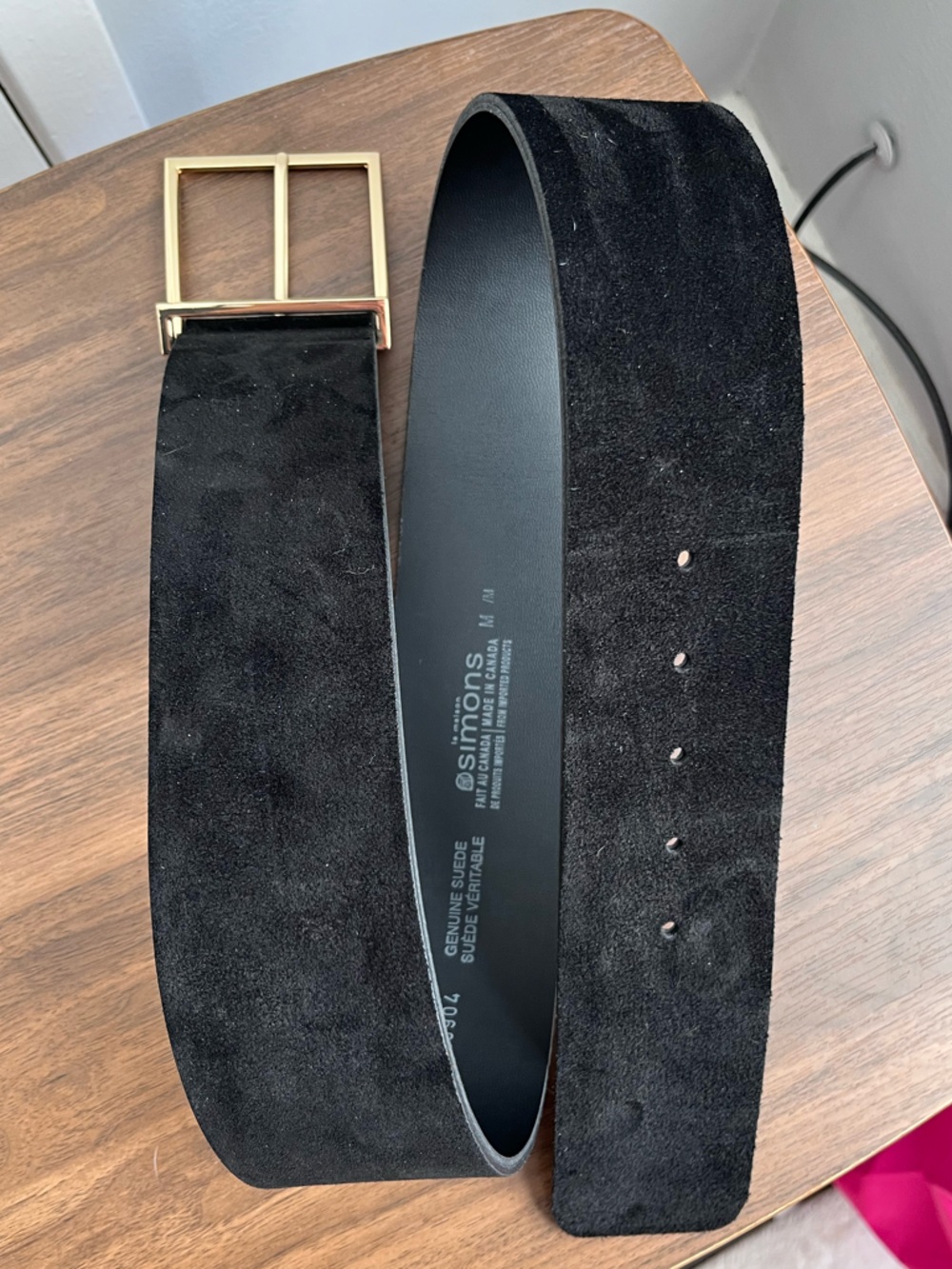 Wide Suede Black Belt Sz M NWOT